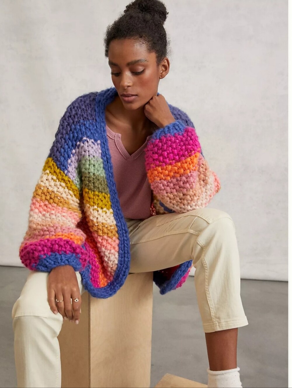 SAACHI Rainbow Knitted Cardigan OS